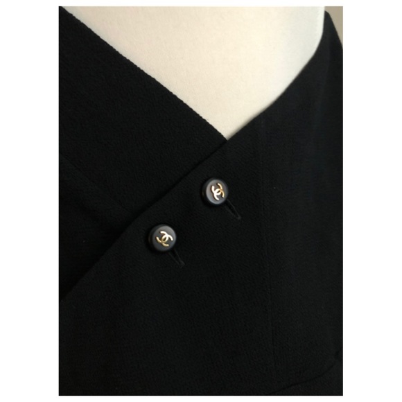 ✨Vintage EXTREMELY RARE CHANEL Ad Campaign CC Logo Button One Shoulder Dress - Picture 5 of 16